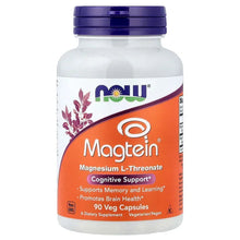 Magtein magnesium L-threonate supplement bottle with blue cap, front label