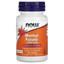 Methyl Folate 1,000 mcg supplement bottle with tablet label and blue cap
