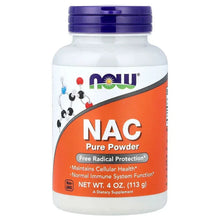 NAC pure powder supplement bottle with purple cap and orange front label