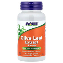 Olive leaf extract supplement bottle, 500 mg, 60 veg capsules, front label