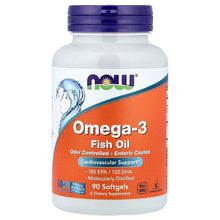Omega-3 fish oil softgels bottle with front label and purple cap