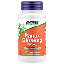Panax ginseng 500 mg veggie capsules bottle, 100 count, purple cap