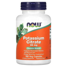 Potassium citrate 99 mg supplement bottle, 180 vegetarian capsules