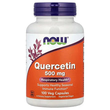 Quercetin 500 mg supplement bottle with purple cap and orange front label