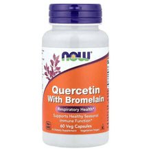 Dietary supplement bottle with purple cap, Quercetin with Bromelain label