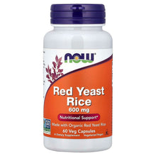 Red yeast rice supplement bottle, 600 mg veg capsules, front label view