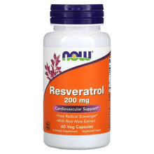 Resveratrol 200 mg veggie capsules bottle, purple cap, orange label front