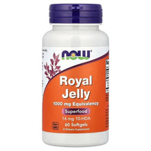 Royal jelly supplement bottle with purple cap and orange label