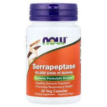 Serrapeptase supplement bottle with purple cap and white label