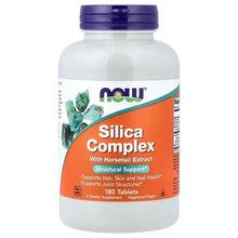 NOW Foods Silica Complex with Horsetail Extract bottle, purple cap, orange front label