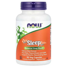 Sleep botanical supplement bottle with purple cap, front label for 90 veg capsules