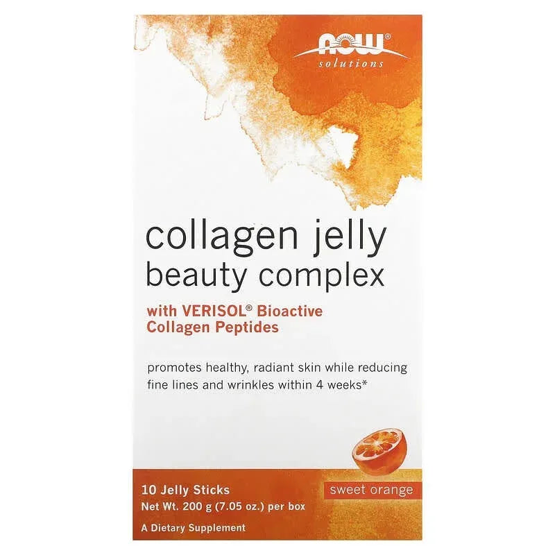 NOW Foods, Solutions, Collagen Jelly Beauty Complex, 10 Jelly Sticks, 0.705 oz (20 g) Each