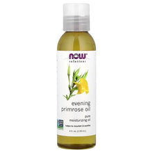 Evening primrose oil bottle with white and yellow label, NOW solutions logo