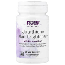 NOW Solutions Glutathione Skin Brightener bottle with Ceramosides, 30 veg capsules