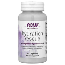 NOW Hydration Rescue supplement bottle, 60 capsules, purple label