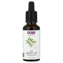 NOW Solutions pure neem oil bottle with dropper, brown glass and black cap