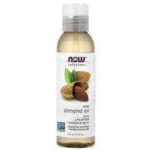 NOW Solutions sweet almond oil unscented moisturizing oil bottle, 4 fl oz
