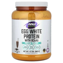 NOW Sports egg white protein with BCAAs supplement jar, net wt 1.5 lb (680 g)