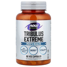 Tribulus Extreme men's health supplement bottle with front label, amber plastic
