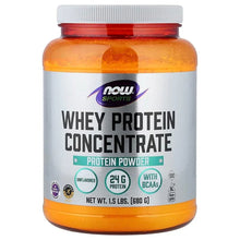 NOW Sports whey protein concentrate jar, orange bottle with front label
