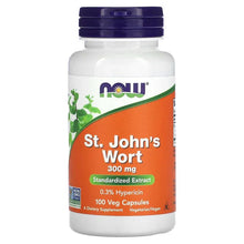 St. John’s Wort 300 mg supplement bottle with dark blue cap and white label front