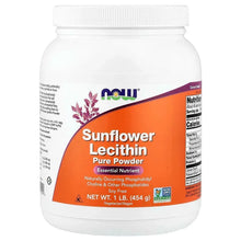 NOW Foods sunflower lecithin pure powder jar, 1 lb white plastic container