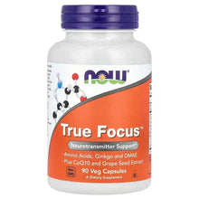 Supplement bottle with purple cap and orange True Focus label, 90 veg capsules