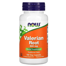 NOW Foods Valerian Root 500 mg herbal supplement bottle with purple cap