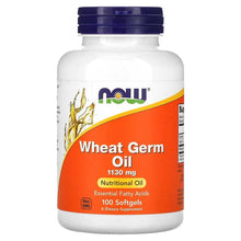 Wheat germ oil softgels bottle with blue cap and orange front label, 1130 mg, 100 softgels