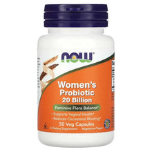 Women's probiotic supplement bottle with front label and 50 veg capsules