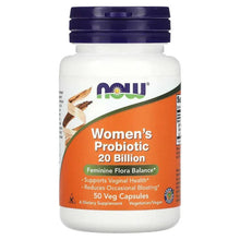 Women’s probiotic supplement bottle with purple cap and orange front label
