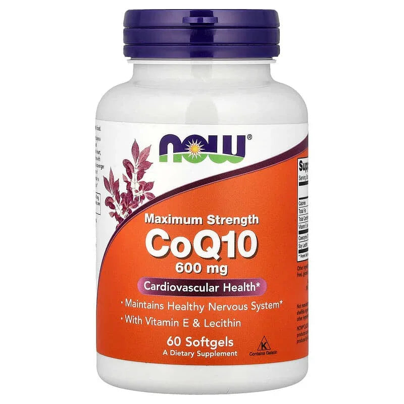 NOW Foods, CoQ10 With Vitamin E & Sunflower Lecithin, 60 Softgels