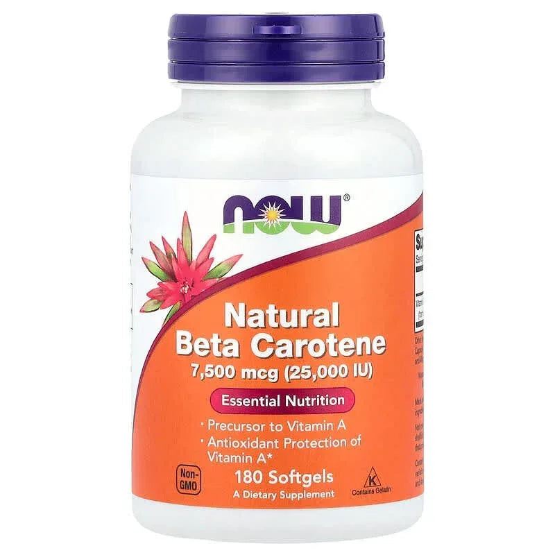 NOW Foods, Natural Beta Carotene, 7,500 mcg (25,000 IU), Softgels