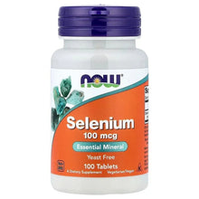 Selenium 100 mcg supplement bottle, essential mineral, yeast-free, 100 tablets