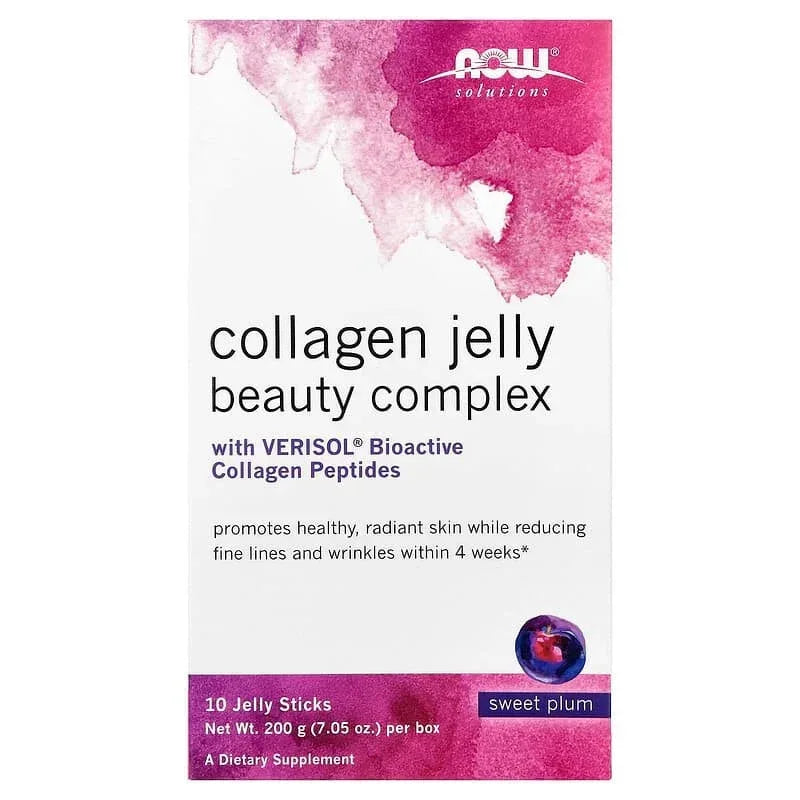 NOW Foods, Solutions, Collagen Jelly Beauty Complex, 10 Jelly Sticks, 0.705 oz (20 g) Each