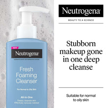 Blue foaming facial cleanser bottle with white pump