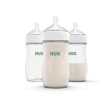 NUK Simply Natural clear baby bottles set of 3 with medium flow nipples, 9 oz