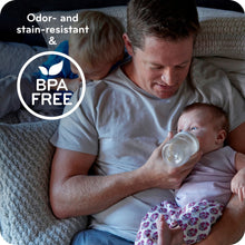 Odor- and stain-resistant BPA-free baby bottle with clear body