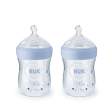 2-pack baby bottles with soft blue design and star graphics, 5 oz each