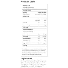 N'Joy coffee creamer label, nutrition facts and ingredients list close-up