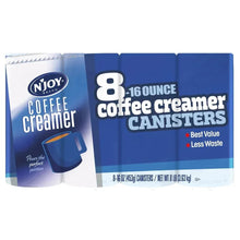 N'Joy powdered coffee creamer canister pack, blue front with 8-count text