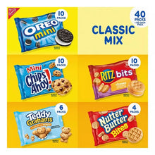 Classic Mix cookie and cracker variety pack box front showing mini Oreo, Chips Ahoy, Ritz bits, Teddy