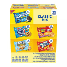 Classic Mix cookie and cracker variety pack box front, 40-count, showing assorted mini snacks