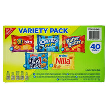 Snack variety pack box with Ritz Bits, Oreo Mini, Nutter Butter, Chips Ahoy Mini, Nilla
