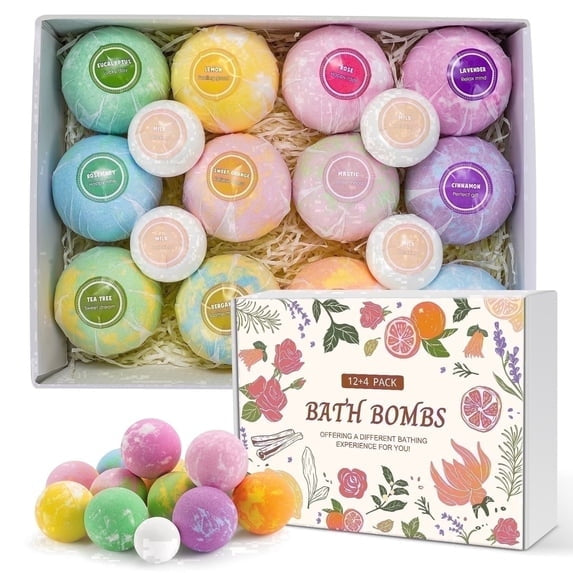 Bath Bomb Gift Set, 32 Pcs Natural Organic Cat Paw Bath Bombs with Rich Fizz,Shea & Coco Butter Dry Skin Moisturize,SPA Relaxing Gifts for Women & Men, Girls, Wife, Birthday