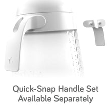 White silicone baby bottle with attached handle and vented nipple