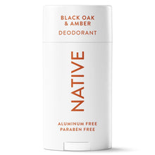 Native black oak & amber deodorant stick, aluminum-free, white
