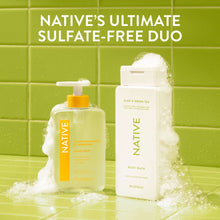 Native sulfate-free duo body wash set with two bottles and foam