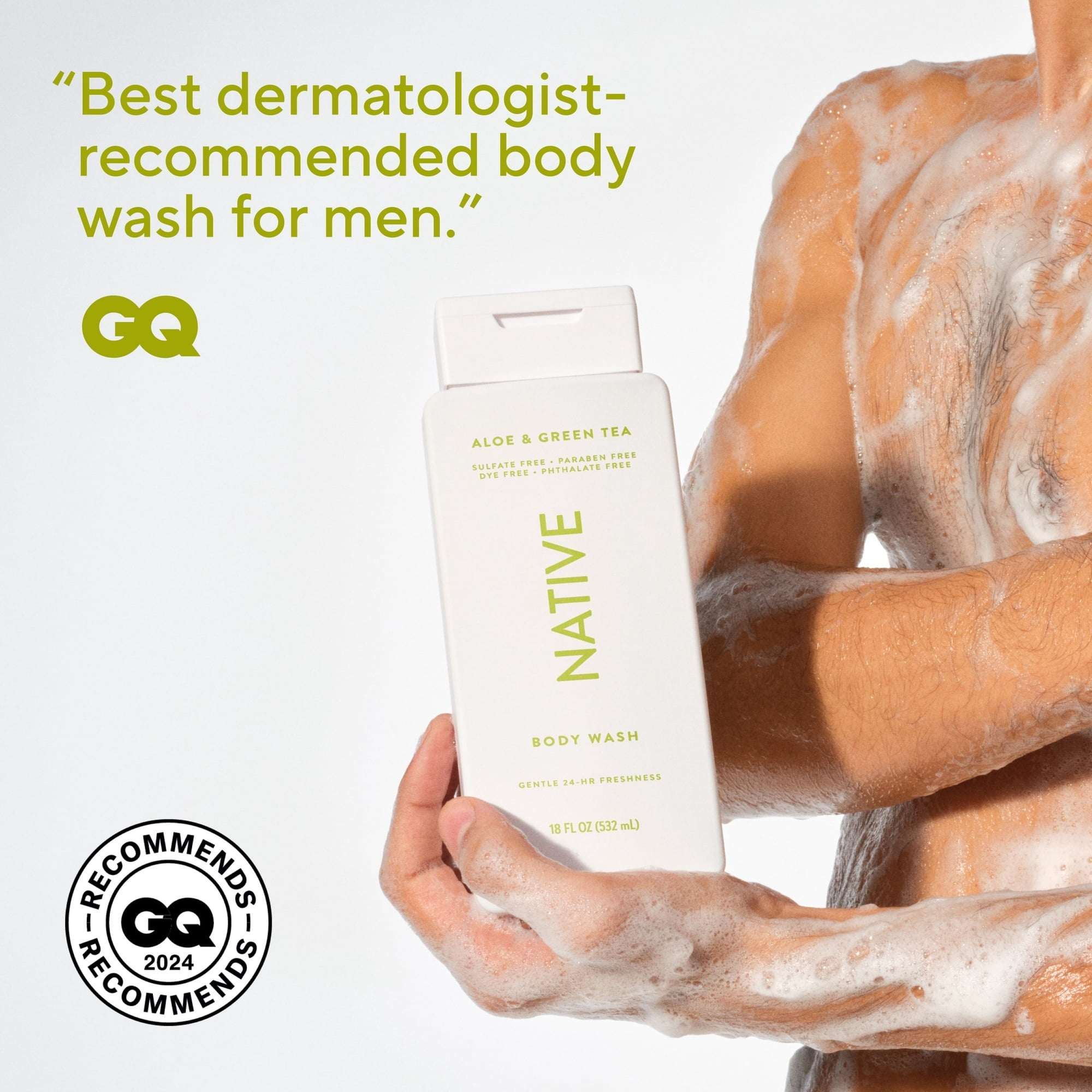 Native Body Wash, Aloe & Green Tea, Sulfate Free, for Women & Men, 18 fl oz