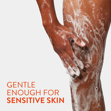 Foam-covered skin on arm and legs, Native body wash.